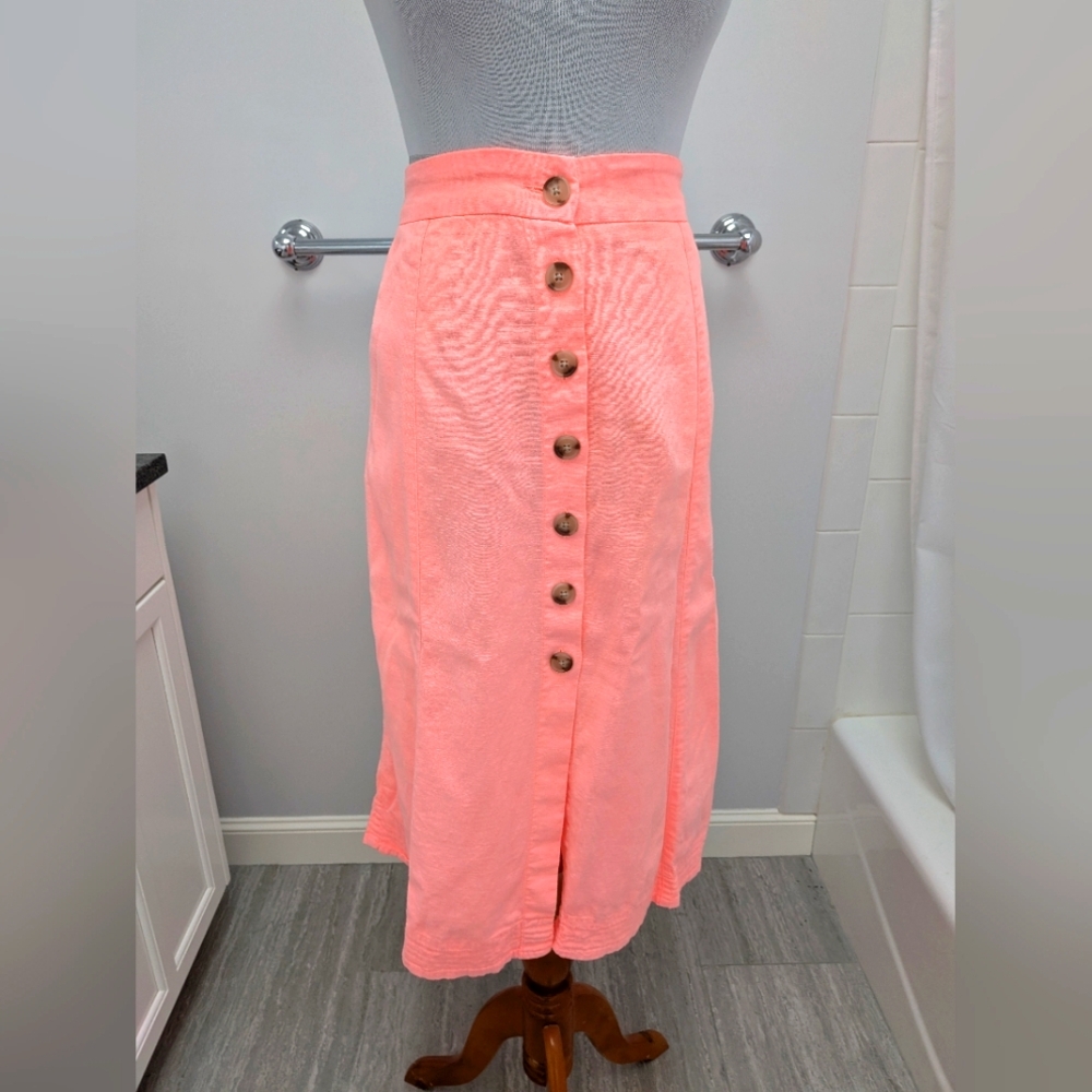 Universal Thread Linen Button-Front Midi Skirt - Size Medium.